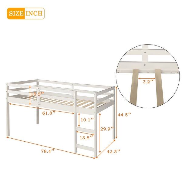dimension image slide 3 of 6, Merax Twin Low Loft Bed with Desk and Cabinet