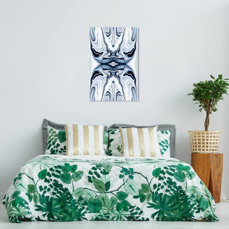 Wynwood Studio Canvas Abstract Deepest Blue White and Modern & Contemporary Wall Art Canvas Print - 36 x 24