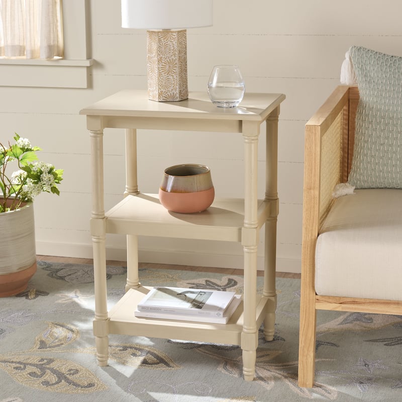 SAFAVIEH Elmira 3-Shelf Accent Table - 19.8" W x 15" L x 30" H - 20"W x 15"D x 30"H - Sand