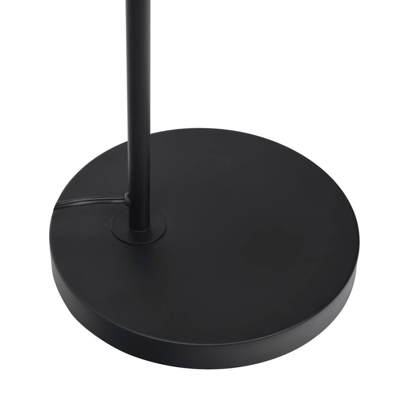 Black Floor Lamp with Rotary Switch Wood Table Metal Base