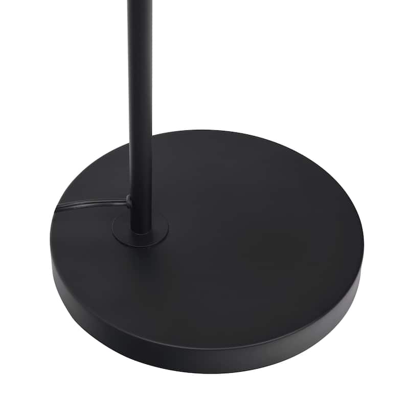 Seoul Black Floor Lamp with Rotary Switch Wood Table Metal Base - Black,White,Wood