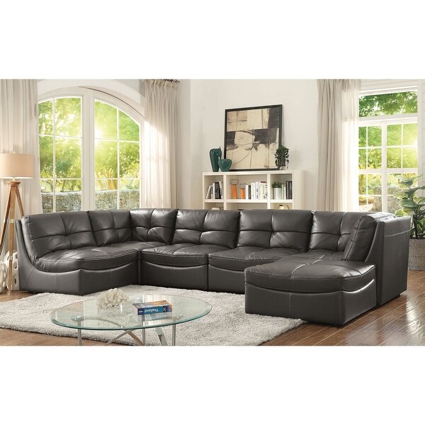 Furniture of America Grey 6-piece Modular Sectional with Ottoman. Opens flyout.