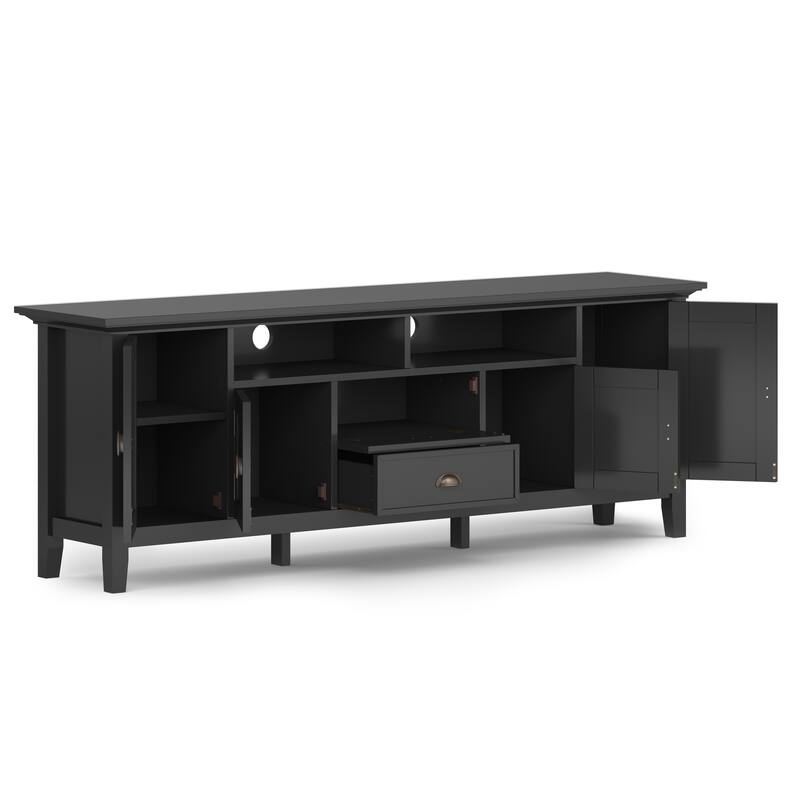 WYNDENHALL Mansfield SOLID WOOD 72 inch Wide Transitional TV Media Stand For TVs up to 80 inches - 72'' W x 16.5'' D x 26'' H