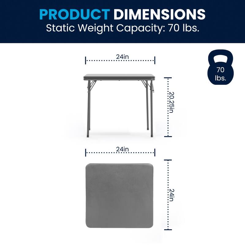 Kids 5-Piece Classroom Folding Table and Chairs Set - 2'0" x 1'8" x 2'0" Square