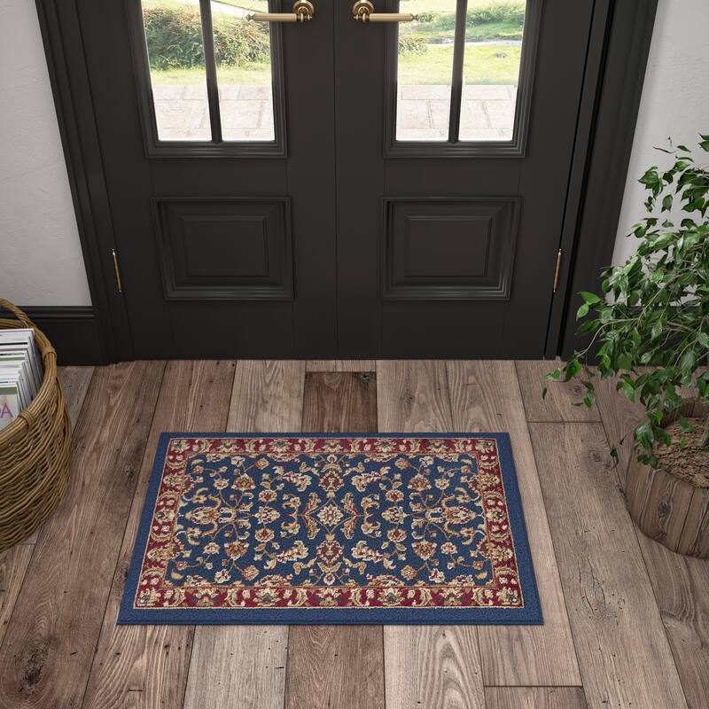 Soho Traditional Floral Indoor Area Rug - 2' x 3' - Navy