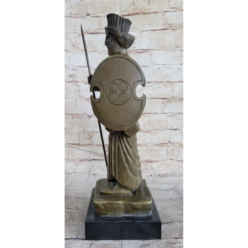 Achamenid Persian King Cyrus Darius Xerxes Bronze Statue Sculpture Figure Marble Base 14 Inches X 5 Inches