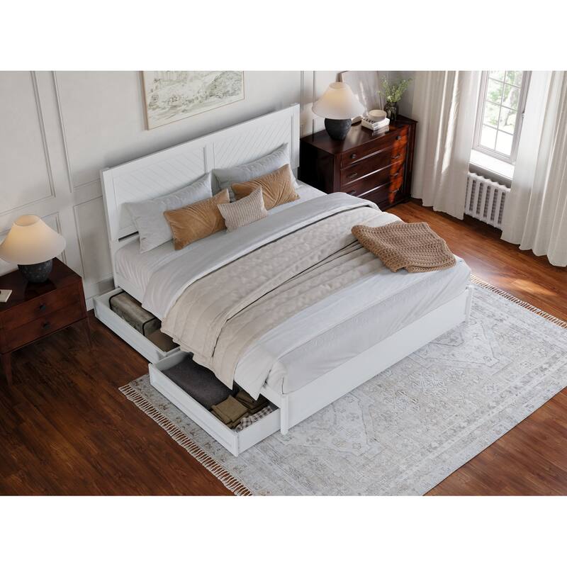 Clayton Platform Bed with Panel Footboard and Storage Drawers