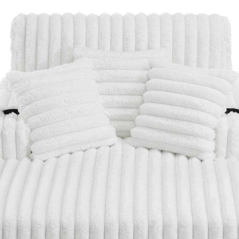 42"W Upholstered Chaise Lounge Sofa Bed with Pillow and Cup Holder