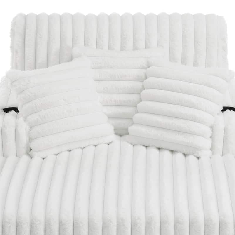 Modern Upgraded Plush Fabric Sofa Chaise Lounge with Pillows