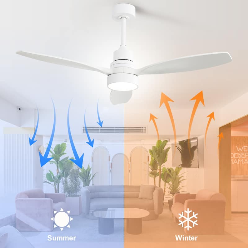 52" Farmhouse Style Wood Walnut Ceiling Fan With Lights and Remote Control, Dimmable LED Optional
