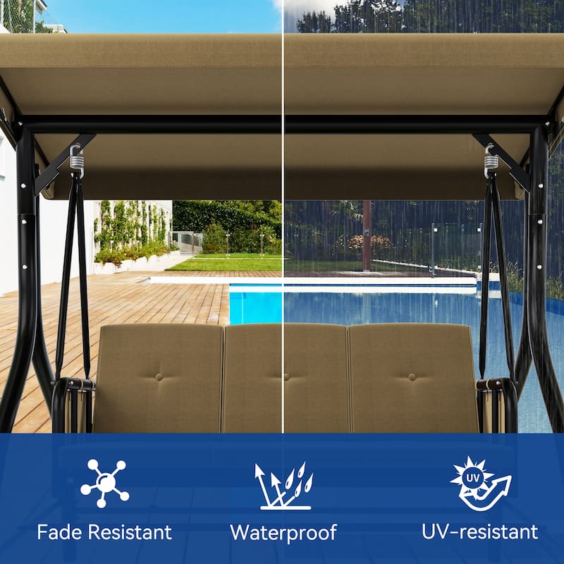 3 Person Metal Porch Swing with Canopy