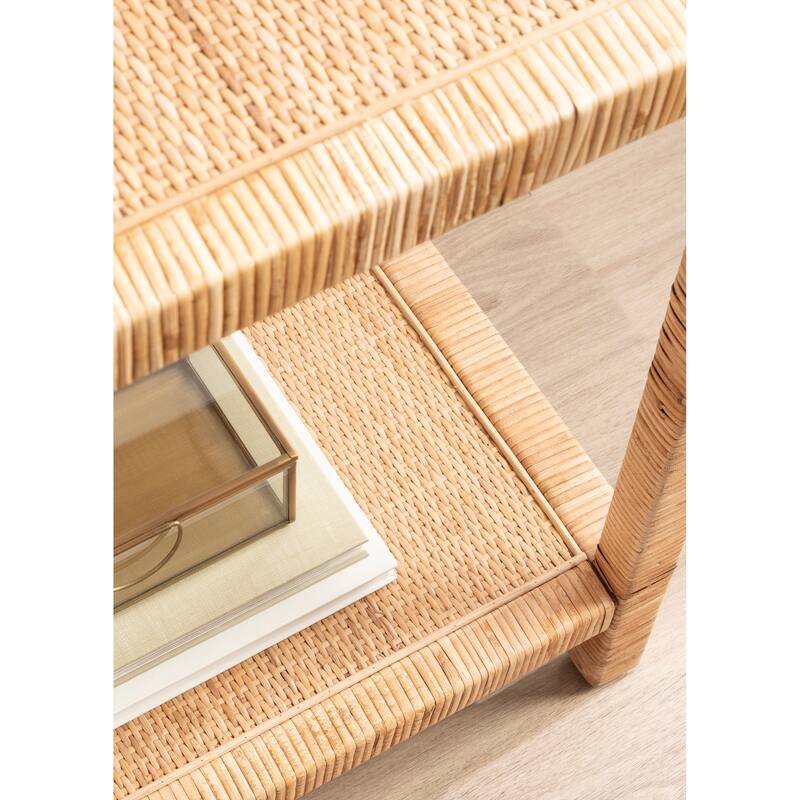 Kate and Laurel Rafina Rattan Rectangle Side Table - 14x22x24