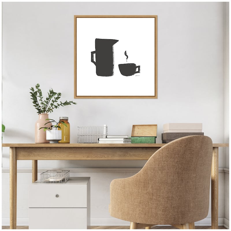 Kate and Laurel Coffee by Gabrielly Guedes Framed Canvas Wall Art Print