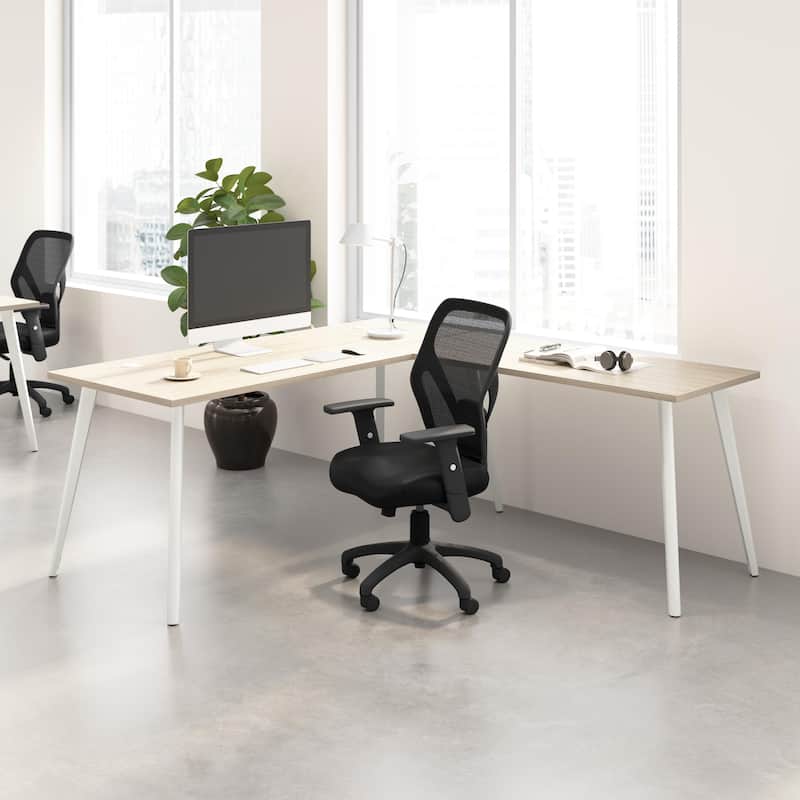 Bush Business Furniture Vista 72W L Shaped Desk with Splayed Legs - Natural Elm