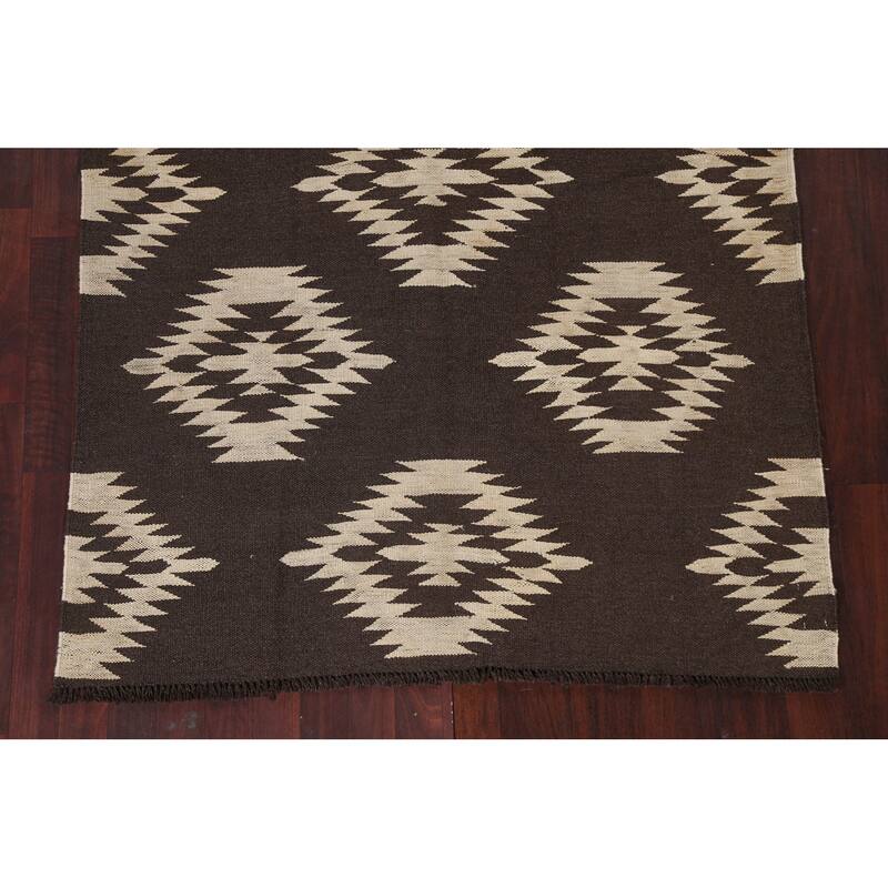Natural Dye Kilim Tribal Geometric Oriental Wool Area Rug Hand-woven - 4'6" x 6'8"
