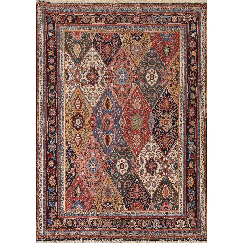 Masterpiece Vegetable Dye Shiraz Qashqai Rug Persian Wool Carpet - 4'0"x 5'8"