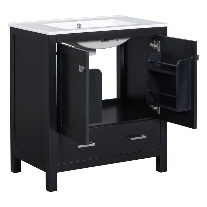 30" Bathroom Vanity with Single Sink, Combo Cabinet Undermount Sink, Storage Cabinet with 2 Doors and a Drawer, Soft Closing