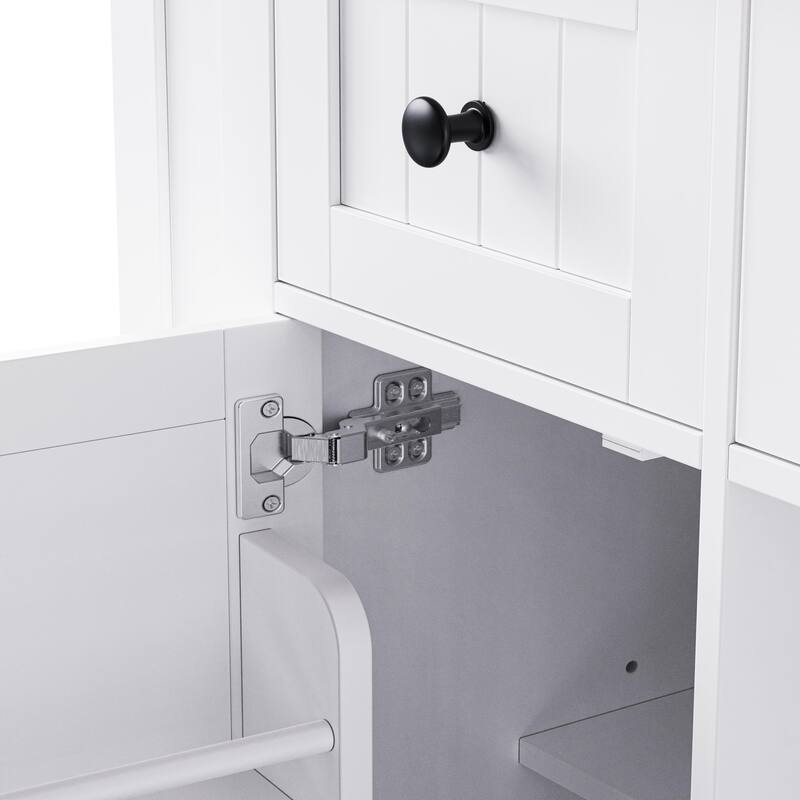 Roomfitters 53.3" Farmhouse Kitchen Island with Power Outlet and Drop Leaf