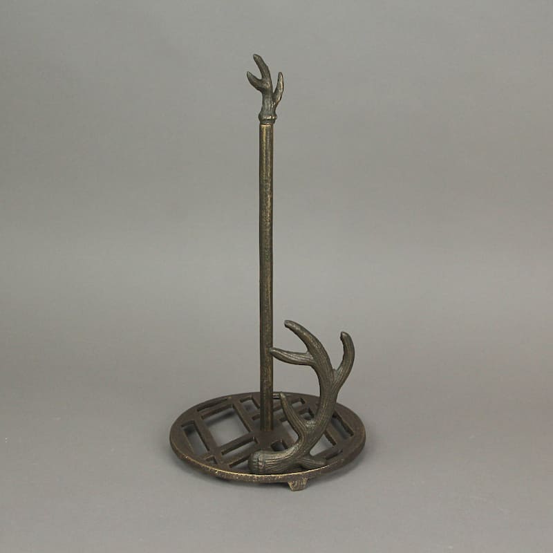Zeckos Cast Iron Deer Antler Countertop Paper Towel Holder - 14 X 7 X 7 inches