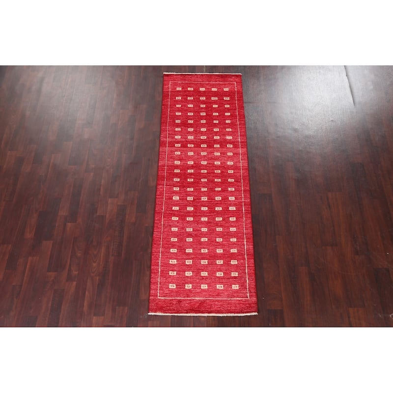 Oriental Gabbeh Kashkoli Wool Runner Rug Hand-knotted Staircase Carpet - 2'9" x 8'1"