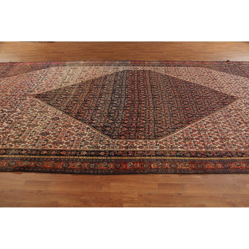Pre-1900 Antique Vegetable Dye Senneh Persian Wool Carpet - 8'4" x 19'11"