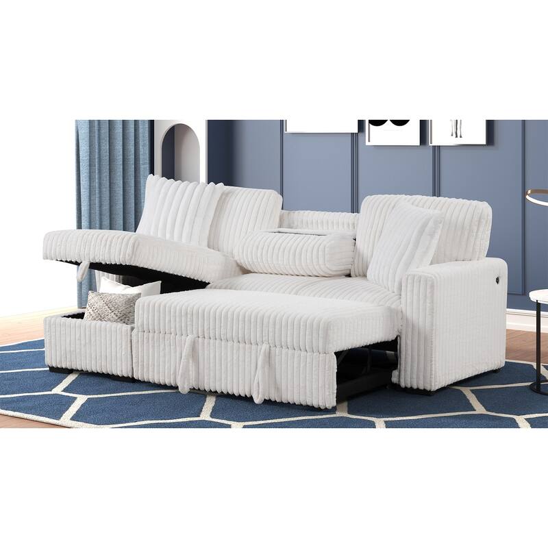 Plush Sectional in Black, Cream and Gray