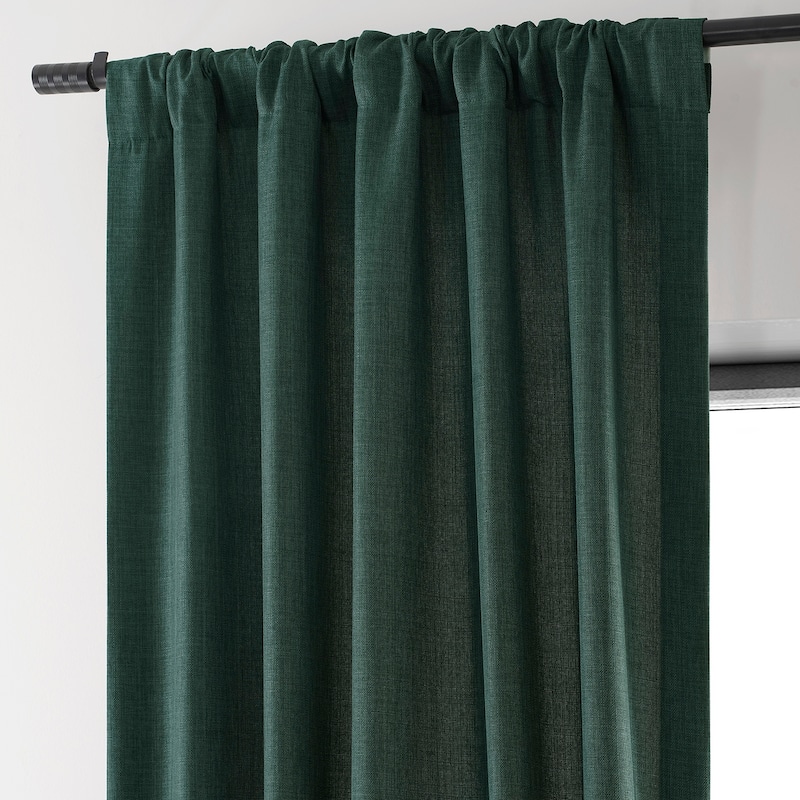 Exclusive Fabrics Italian Faux Linen Room Darkening Curtains (1 Panel) - Sophisticated Drapery for Versatile Décor