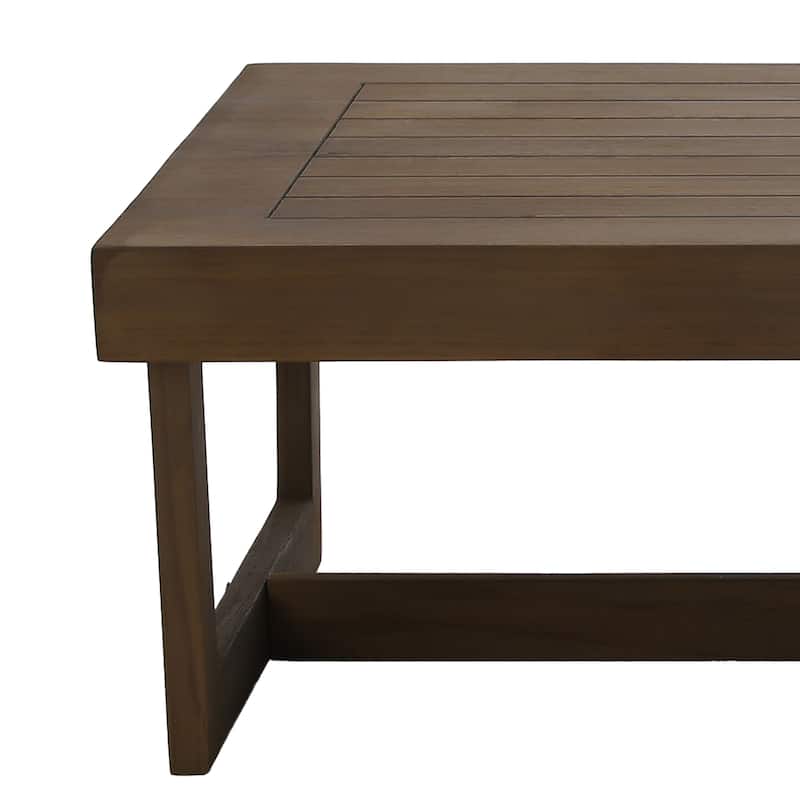 4Piece Wood Outdoor Loveseat Chair Conversation Set with Table Cushion