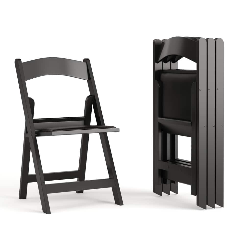 Lightweight Resin Folding Chairs with Vinyl Seats (Set of 4)