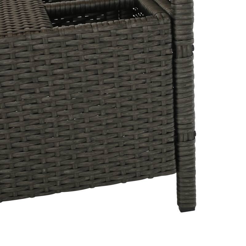 Roomfitters Outdoor Bar Cart with Wine Rack, Glass Holder and Ice Bucket, Wicker Patio Serving Trolley