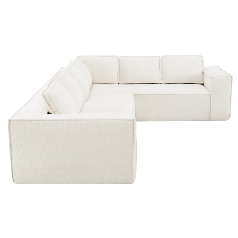 Oversized L-Shaped Modular Sectional Sofa, Wrinkle-Resistant Chenille 6 Seat Cloud Sofa, Full Compression Deep Seat Corner Sofa