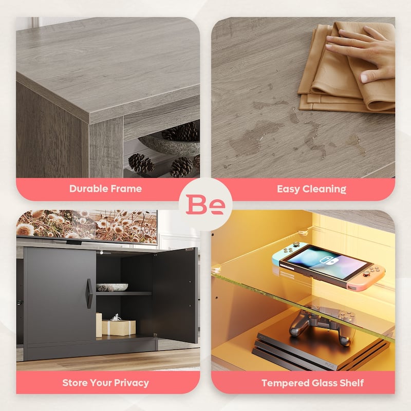 70 inch TV Stand 20 Color RGB Light Entertainment Center