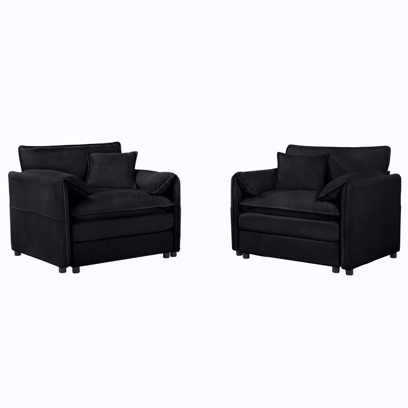 2-Piece Chenille Accent Chair Set with Oversized Seats & 800lb Capacity