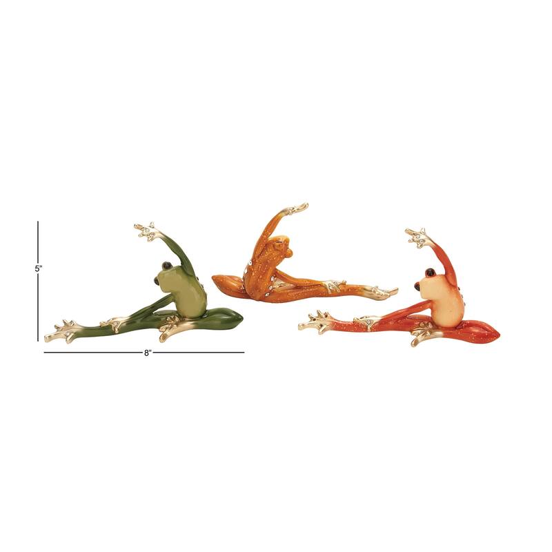 Gold Polystone Frog Decorative Sculpture (Set of 3)