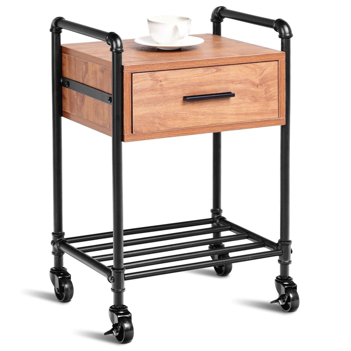 Shop Heavy Duty Steel Frame 1 Drawer End Table Nightstand Side Table On Wheels Overstock 30667992