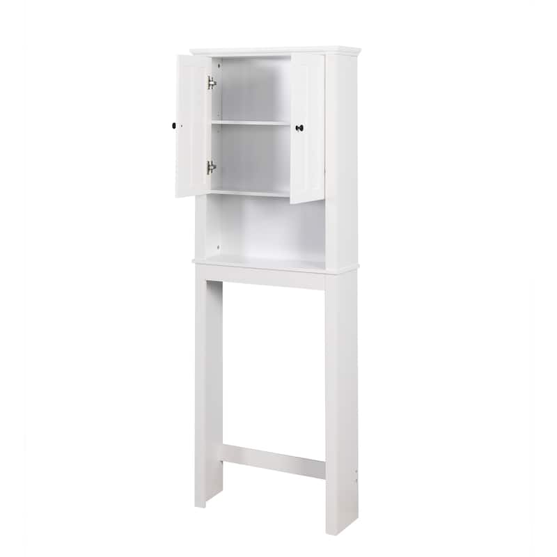 Bathroom Wooden Storage Cabinet Over-The-Toilet Space Saver With A Adjustable Shelf 23.62X7.72X67.32 Inch