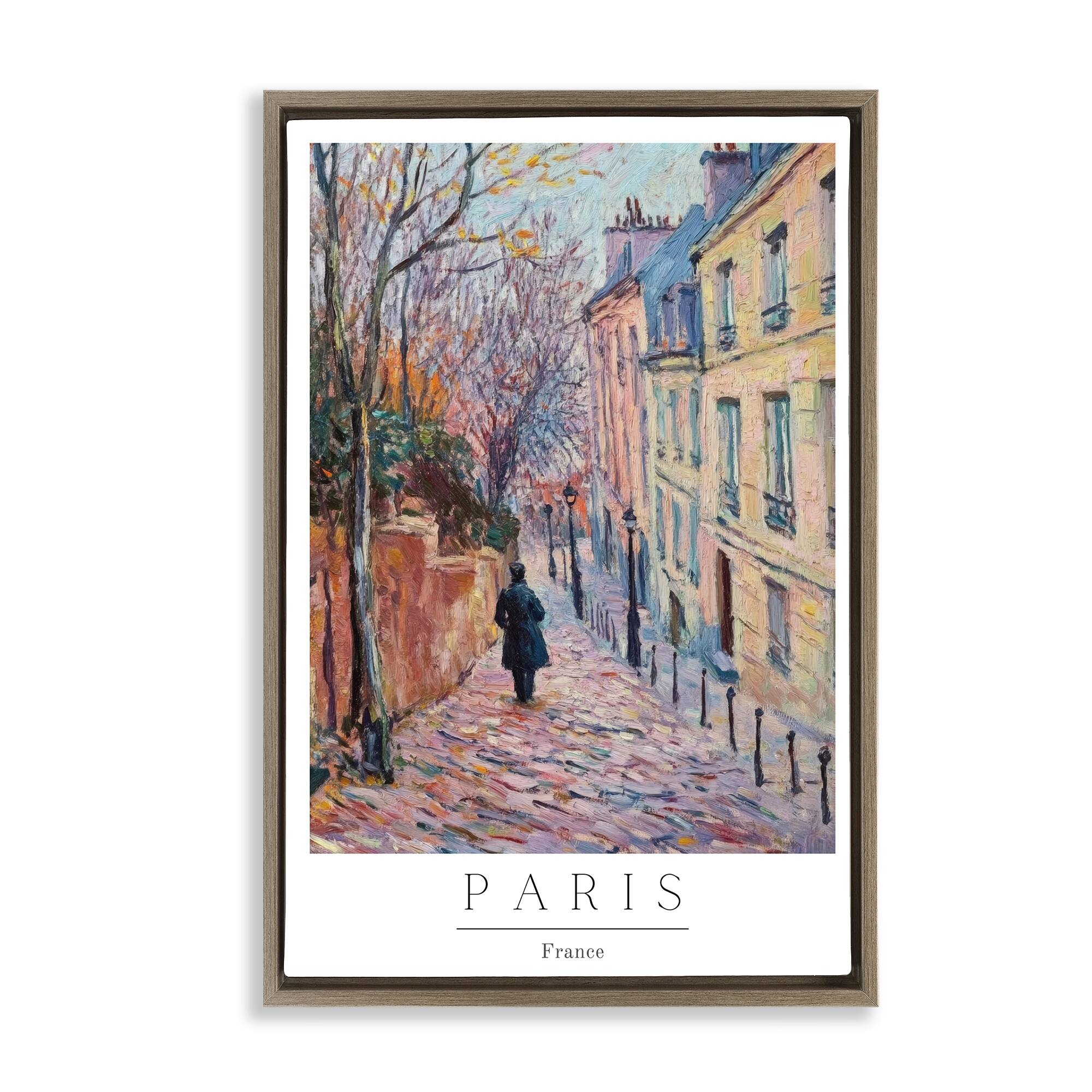 Stupell Fall Paris Street scene Framed Floater Canvas Wall Art Design By Petal Prints Design