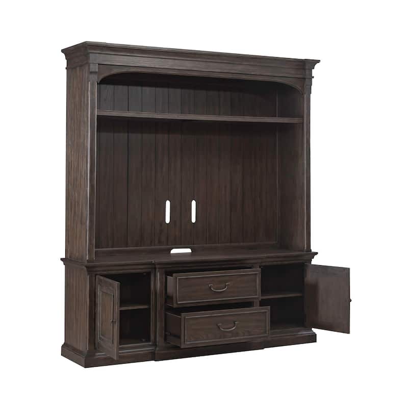Paradise Valley Saddle Brown TV Entertainment Center with Optional Piers Shelves