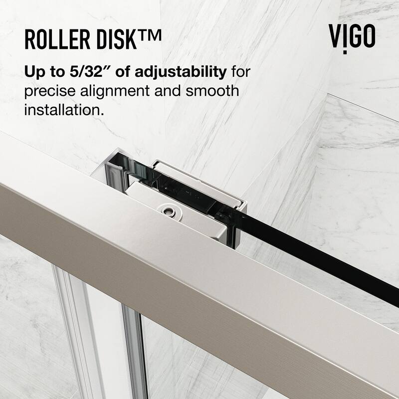 VIGO Paloma 56 to 60 in. W x 74 in. H Semi-Frameless Double-Sliding Shower Door with Clear Tempered Glass