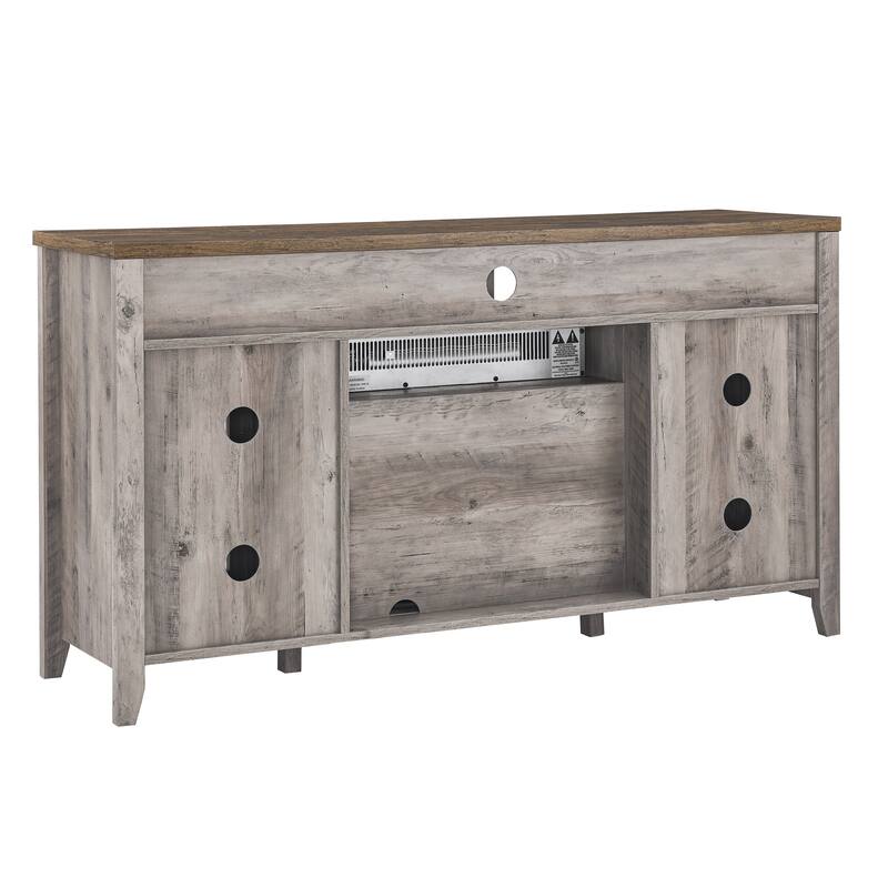 55" TV Media Stand with Electric Fireplace KD Inserts Heater