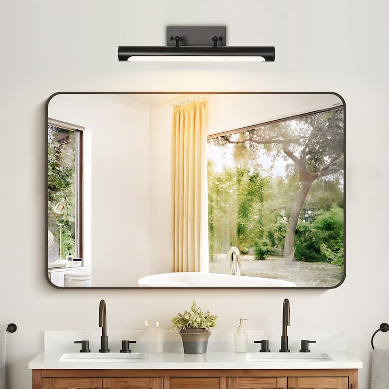 23.6" 1-Light Modern Gold/Black Adjustable Cylinder Wall Mounted LED Picture Light/Vanity Light for Bathroom, Bedroom