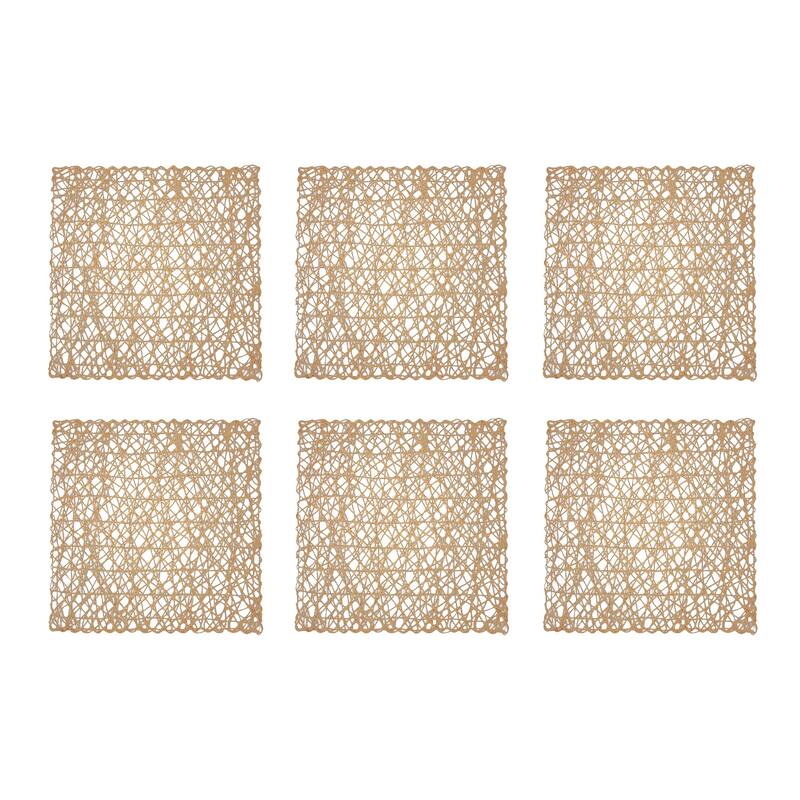 Design Imports Woven Paper Kitchen Placemat Set (Set of 6) - 16x16 - Taupe Square