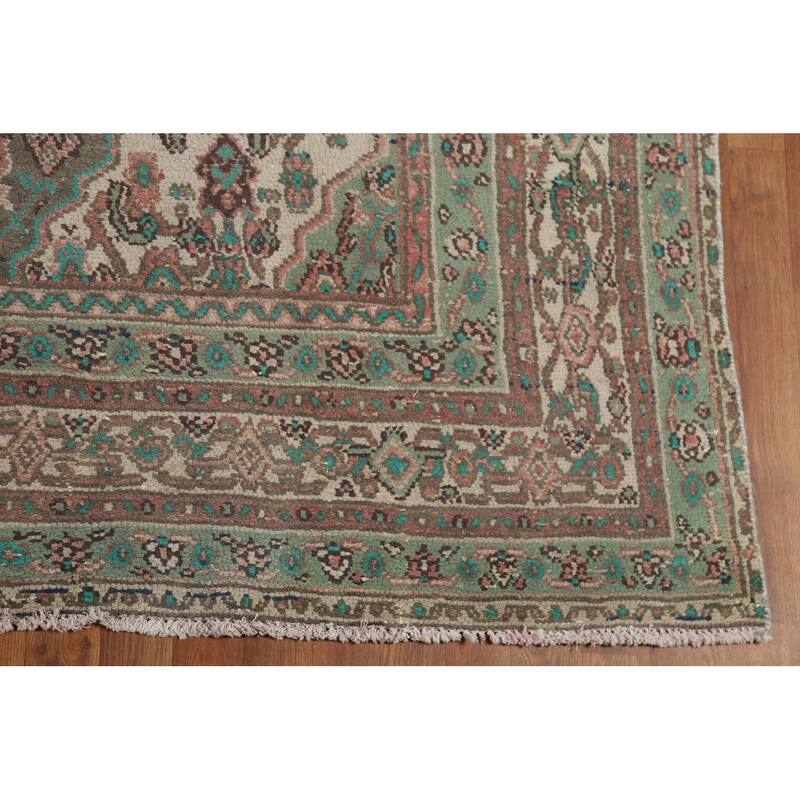 Pink Geometric Hamedan Persian Vintage Area Rug Handmade Wool Carpet - 8'5"x 11'4"