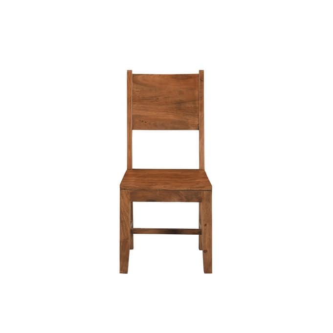 HomeRoots Set of Two Brown Solid Wood Open Back Dining Side Chairs - 18 in. x 39 in. x 18 in.