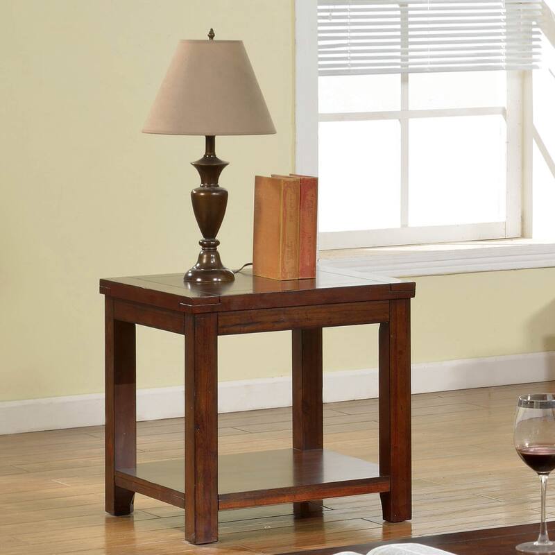 Llat Transitional Cherry 24-inch Solid Wood 1-Shelf Side Table by Furniture of America - Dark Cherry