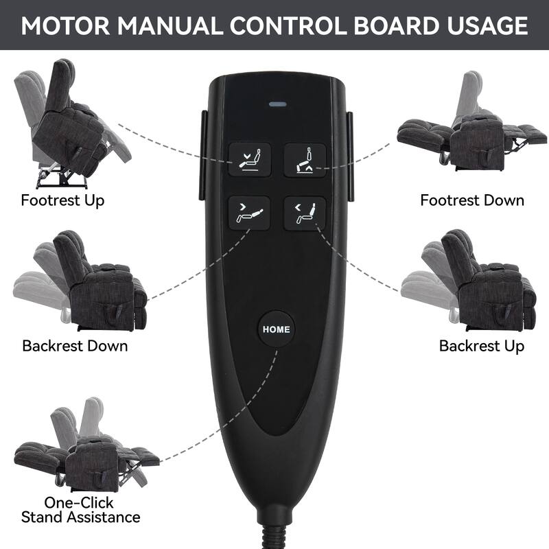 Blue Dual Motor Power Lift Recliner with Heat, Massage, Infinite Positioning, Remote Control, and Lumbar Support