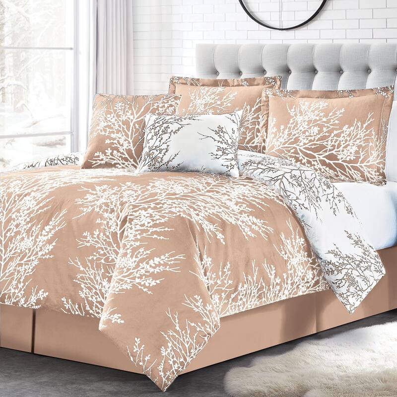 Elegant 6-Piece Reversible Foliage Comforter Set