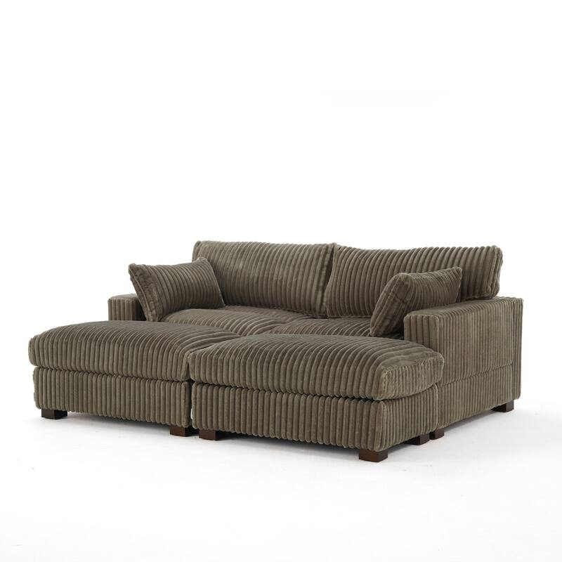 Modren Plush Oversized Modular Sectional Sofa Set with Chaise&Ottoman.