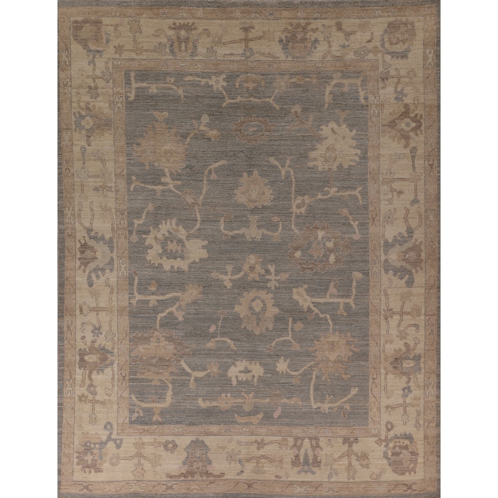 Vegetable Dye Oushak Area Rug Hand-Knotted Wool Carpet - 8'3" x 9'8"