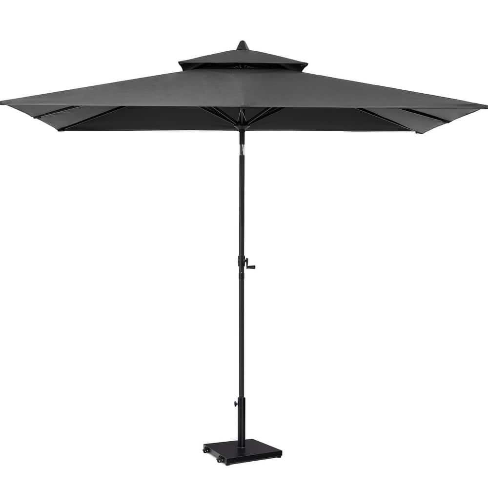 Pellebant 9 x 5 Ft Outdoor Double Top Market Umbrella with Wheels Base Stand